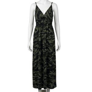 Absolutely It!! Green Camouflage V-Neck Maxi Dress Women's XL